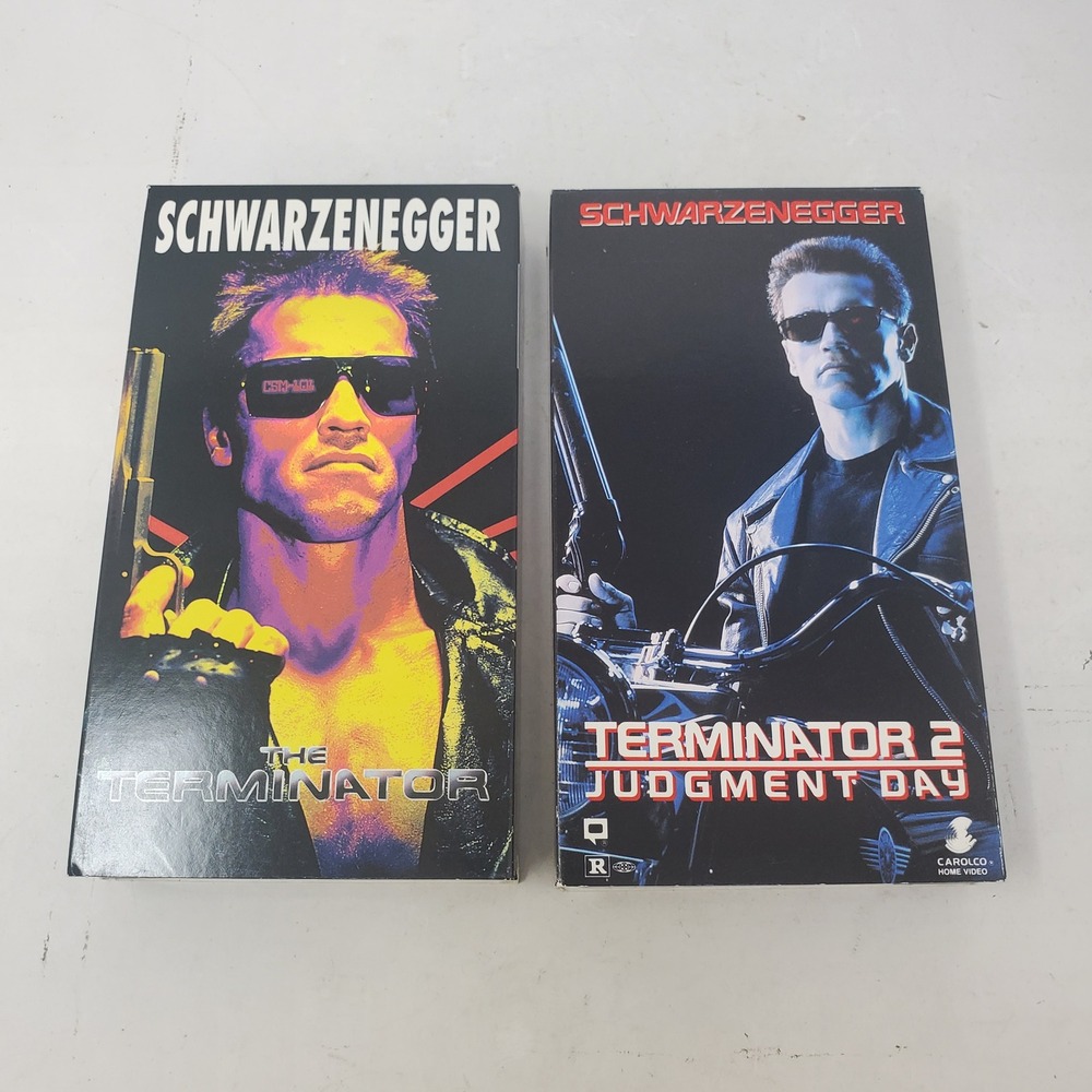 The Terminator & Terminator 2 Judgment Day VHS Set Arnold Schwarzenegger Sci-Fi